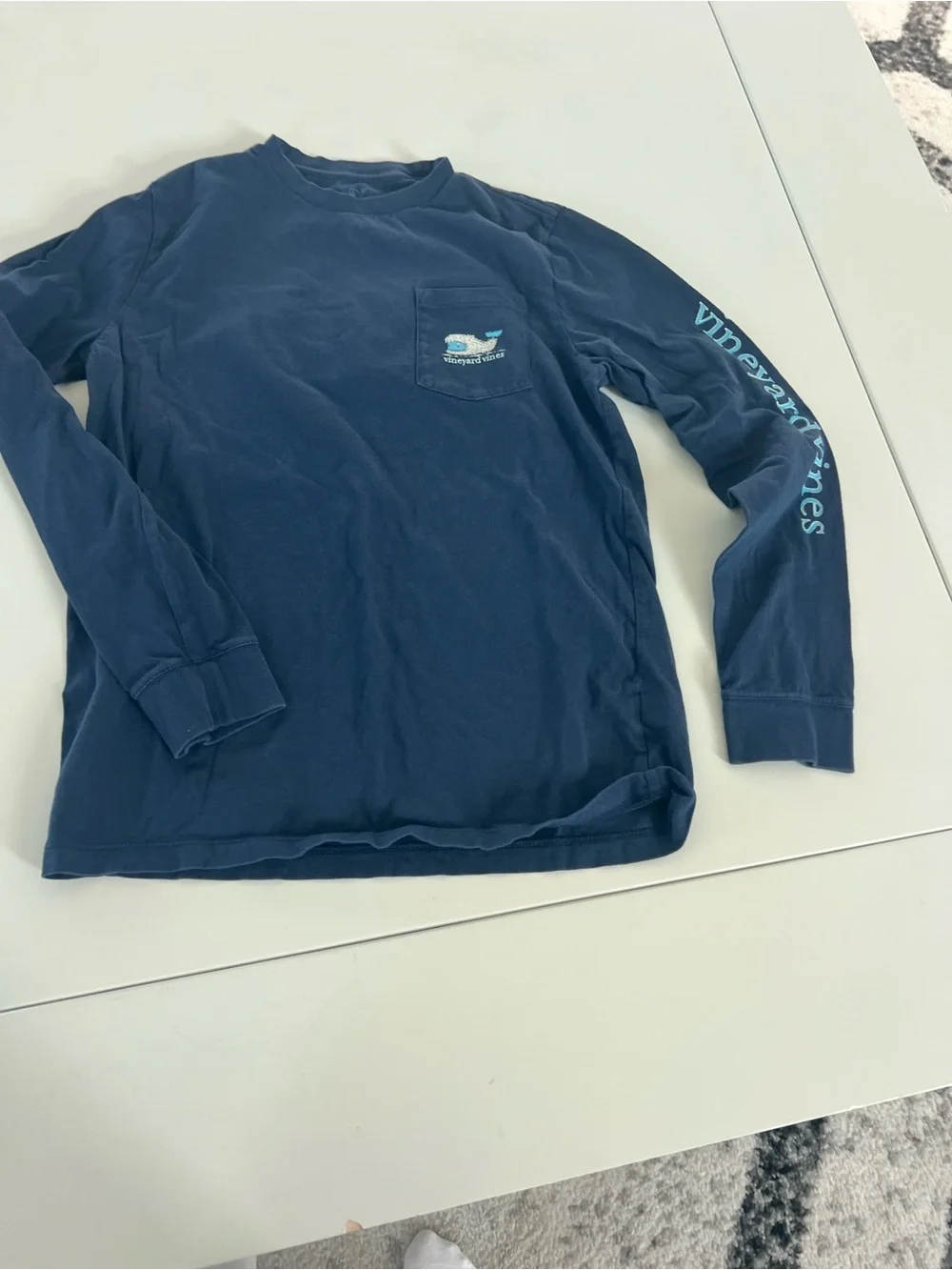 Vineyard Vines Navy Whale & Forest Fleece Graphic long sleeve Tee